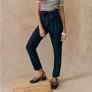Sezane Austin Trousers Navy Blue Size FR32